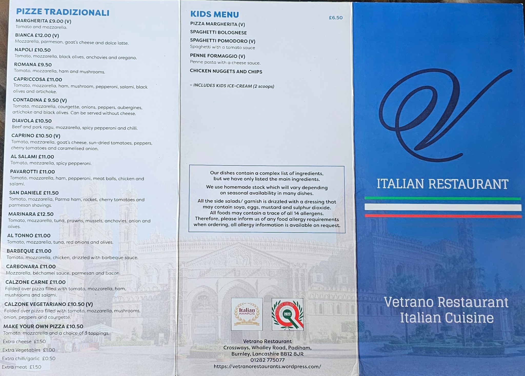 Menus Vetrano Restaurant